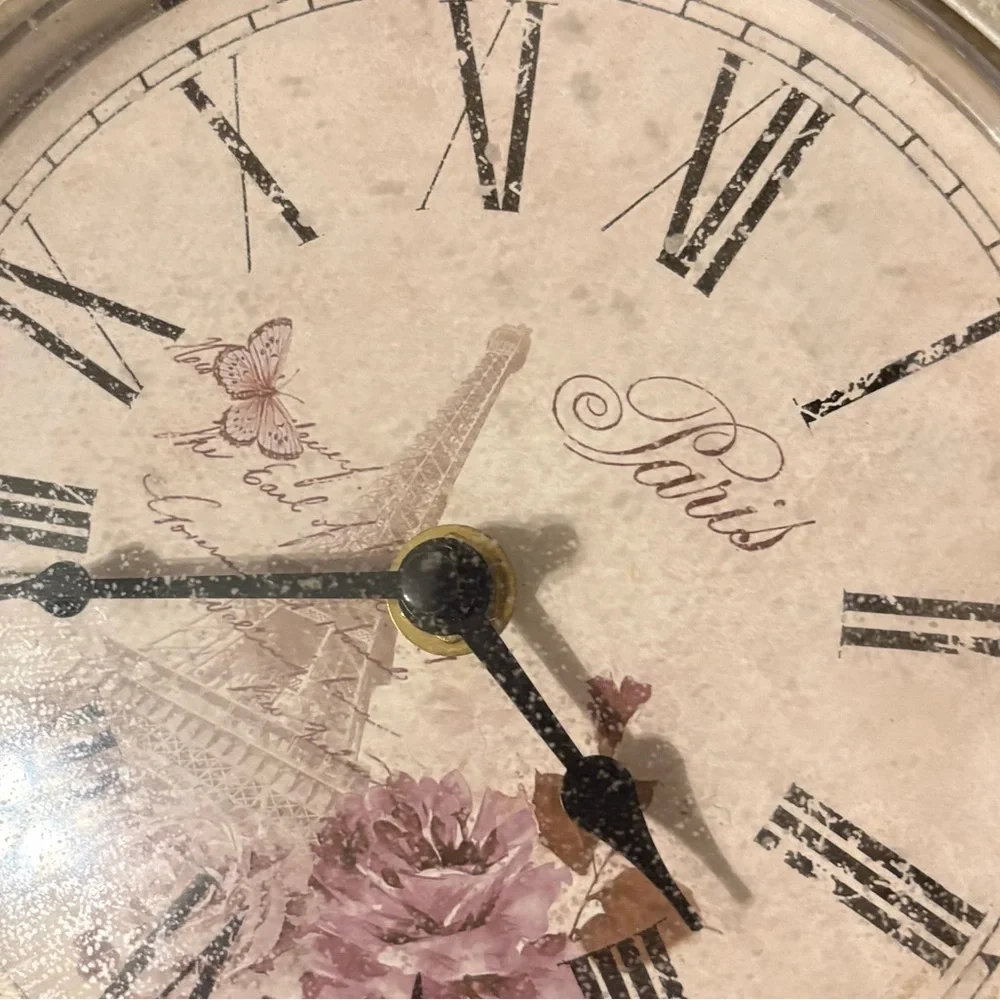 Vintage Parisian Clock with Floral Design